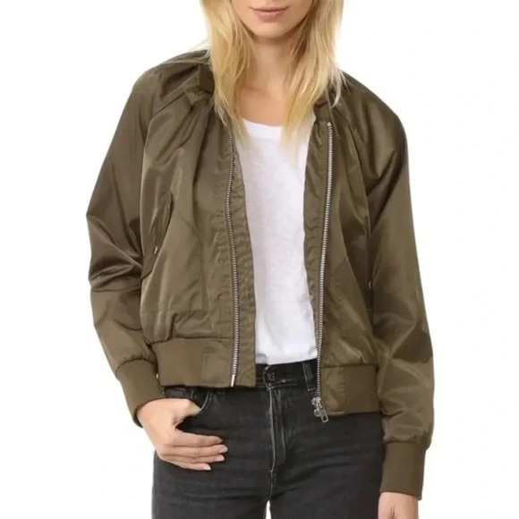 Free People Midnight Satin Bomber Jacket Navy Blue Medium - Picture 4 of 12